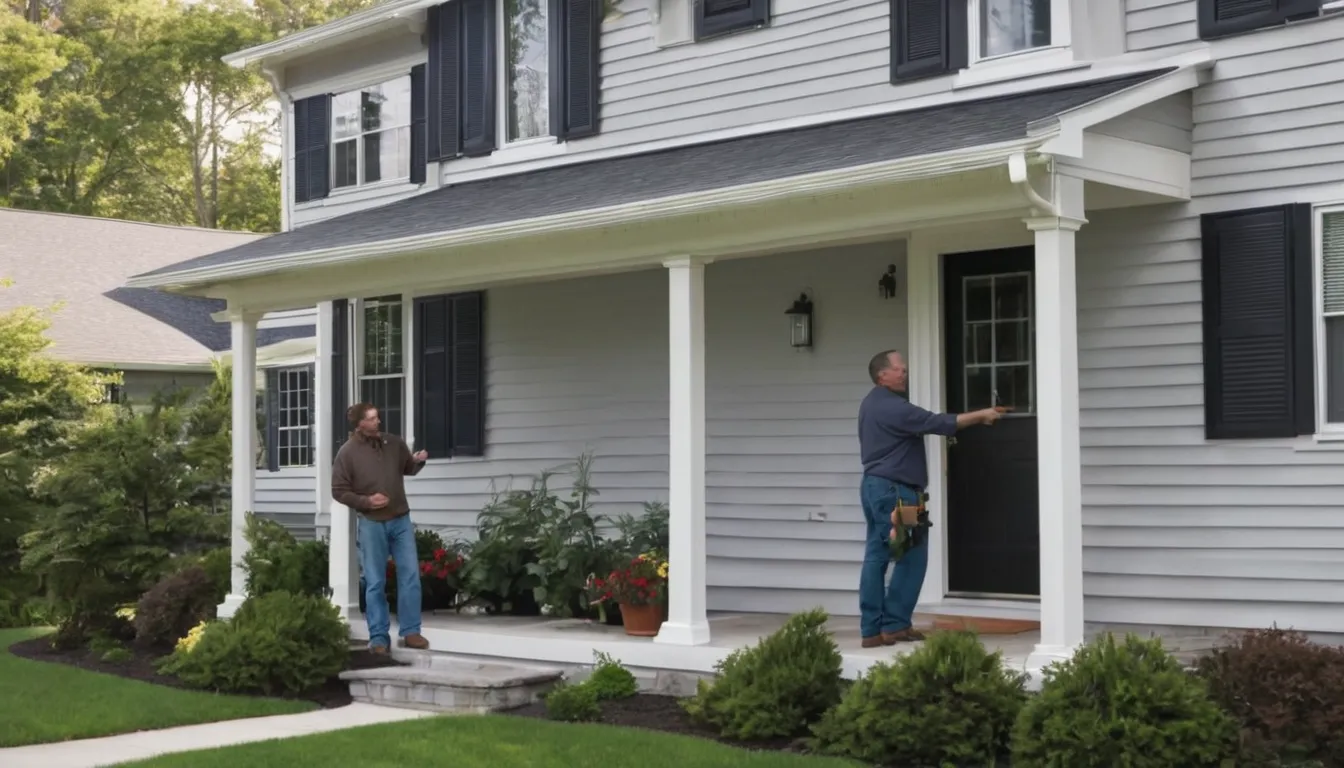 Independent siding provider checking new vinyl siding on a colonial home in Alexandria